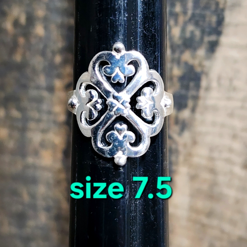 Sterling Silver 925 Jewelry Ornate 925 Ring Size 7.5